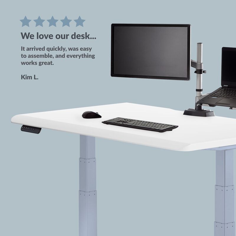 Kim L quoted we love our desk, it arrived quickly, was easy to assemble and everything works great image number null